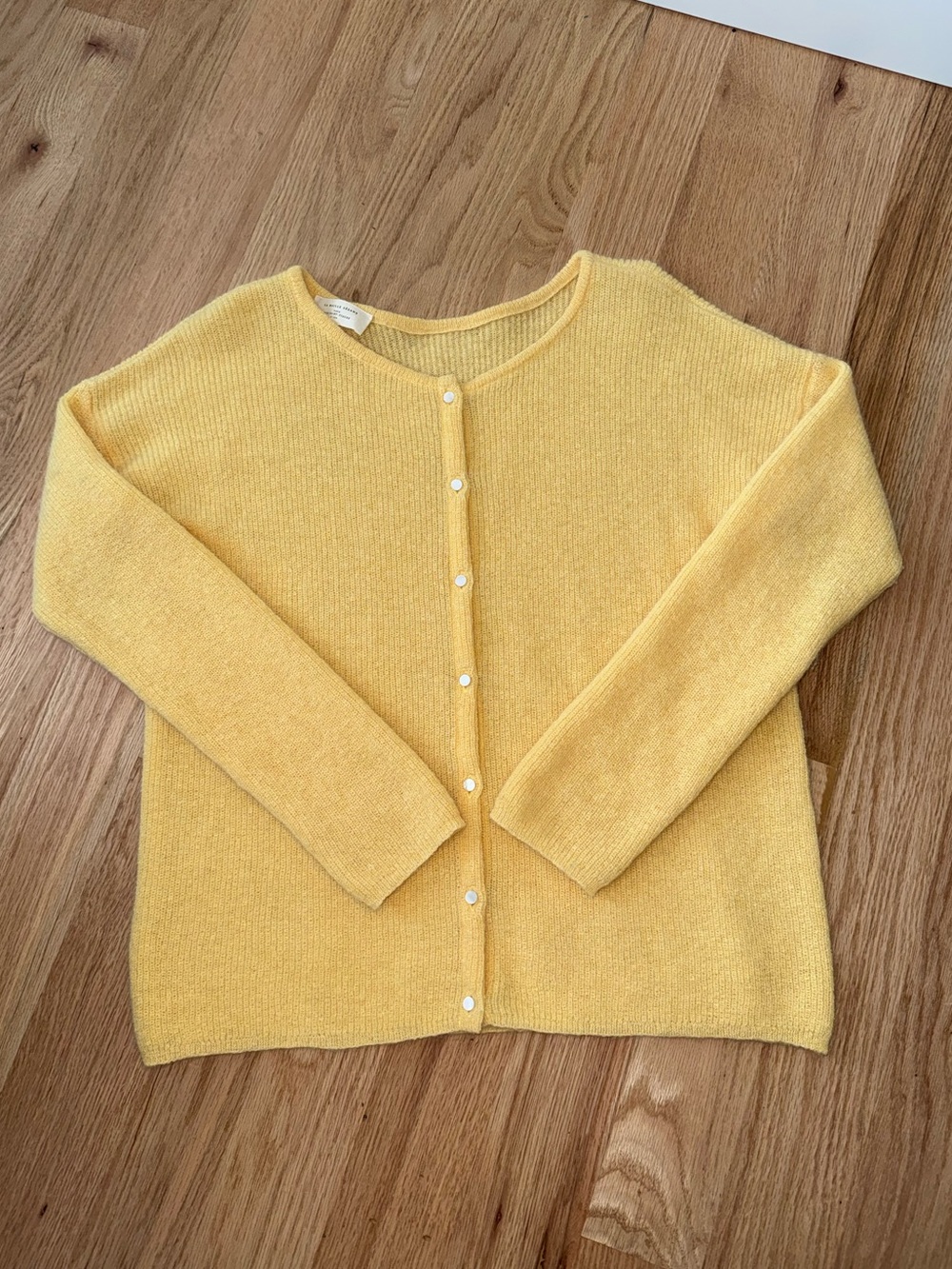 Sezane Mohair Alpaca Cardigan Gaspard Button Front Butter Yellow Small